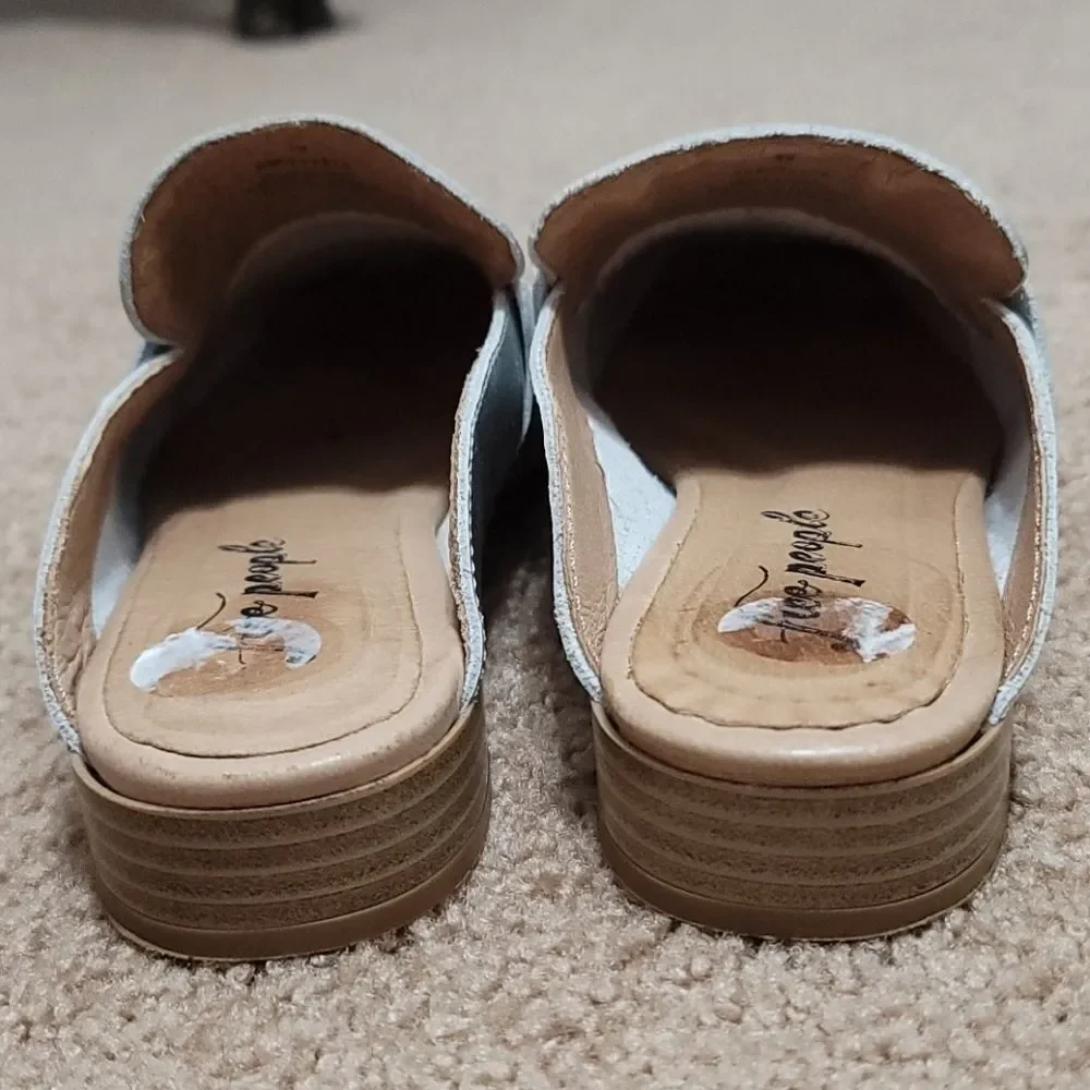 Free People At Ease Metallic Silver Loafers Size EU 36